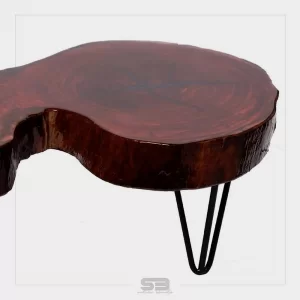 Mesa Resinada de Centro Croácia - Madeira Maciça e Pés de ferro 1,20 X 0,70