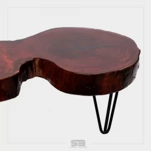 Mesa Resinada de Centro Croácia - Madeira Maciça e Pés de ferro 1,20 X 0,70