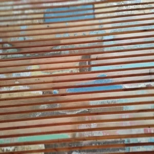 Revestimento Painel Ripado com vestígios tinta -  Peroba Rosa Demolição ( Valor m²)